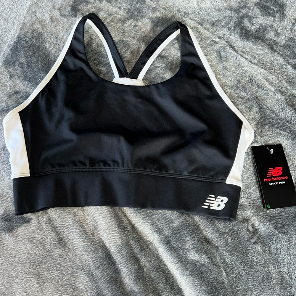 New Balance Black & White Large Sports Bra